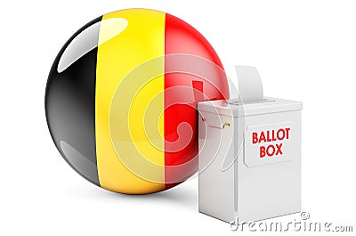 Ballot box with Belgian flag. Election in Belgium. 3D rendering Stock Photo