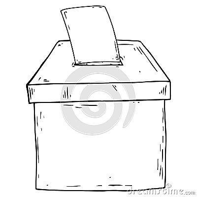 Ballot box icon. Vector of a ballot box. Ballot box elections hand drawn Vector Illustration