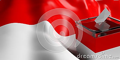 Ballot box on Indonesia flag background, 3d illustration Cartoon Illustration