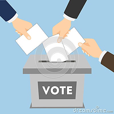 ballot box with vote paper. Vector Illustration