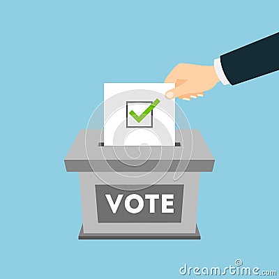 ballot box with vote paper. Vector Illustration