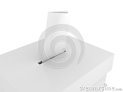 Ballot vote box with bulletin on white Stock Photo