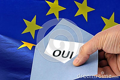 Ballot yes in French at the European elections Stock Photo