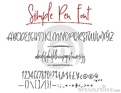 Ballpen lettering vector alphabet Vector Illustration