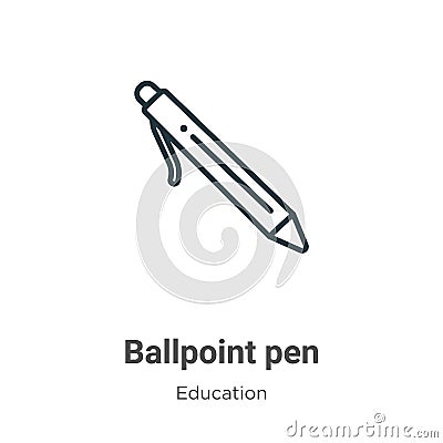 Ballpoint pen outline vector icon. Thin line black ballpoint pen icon, flat vector simple element illustration from editable Vector Illustration