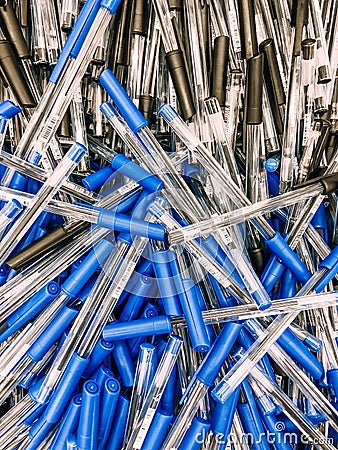 Ballpoint pen pile in stationery shop Stock Photo