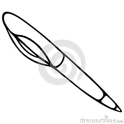 Ballpoint pen. Sketch. A must have in a school bag or at work. Vector illustration. Outline on an isolated background. Doodle. Vector Illustration