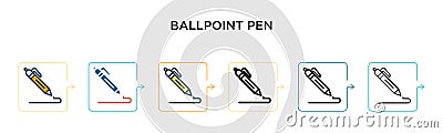 Ballpoint pen vector icon in 6 different modern styles. Black, two colored ballpoint pen icons designed in filled, outline, line Vector Illustration