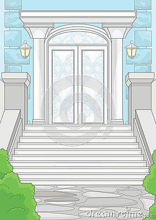 Ballroom Cinderella Stone Magic Stairway Vector Illustration