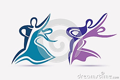 Ballroom couple dance symbols collection Vector Illustration