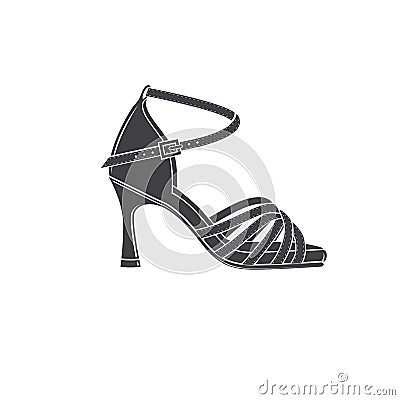 Ballroom dance shoes icon silhouette. Vector illustration. Shoes for dance classes. Vector Illustration