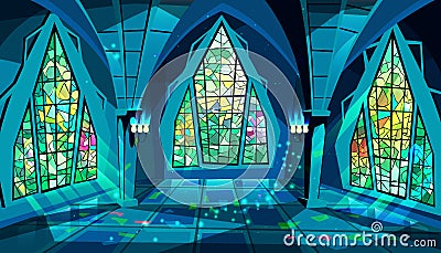 Ballroom or gothic palace night vector illustration Vector Illustration