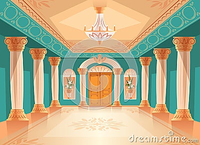 Ballroom or royal palace hall vector illustration Vector Illustration