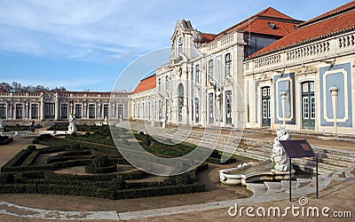 Ballroom Wing and Malta Garden of the Palace of Queluz, near Lisbon, Portugal Editorial Stock Photo