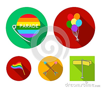 Balls, gay parade, arrows, flag. Gayset collection icons in flat style vector symbol stock illustration web. Vector Illustration