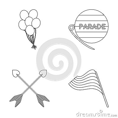 Balls, gay parade, arrows, flag. Gayset collection icons in outline style vector symbol stock illustration web. Vector Illustration