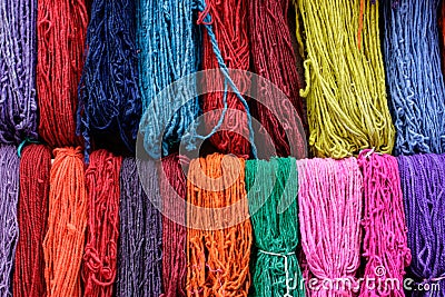 Balls of goat`s wool in Marrakech, Morocco Stock Photo
