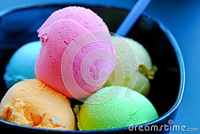 balls of ice cream and sorbet Stock Photo