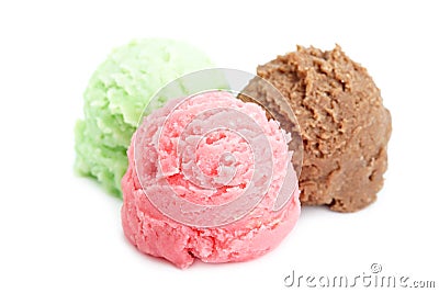 Balls of multi flavor ice cream Stock Photo