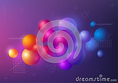 Background with multicolored decorative 3D balls. Vector Illustration