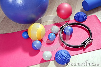 Balls pilates toning stability ring roller Stock Photo