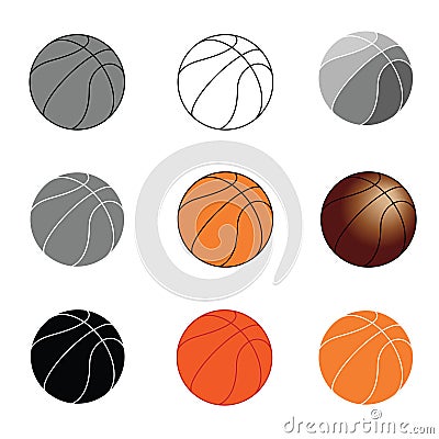 Set basketball balls icons Cartoon Illustration