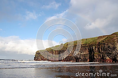 Ballybunion beach winter rainbow Stock Photo