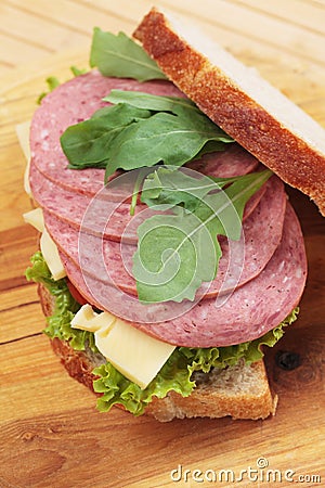 Baloney sandwich Stock Photo