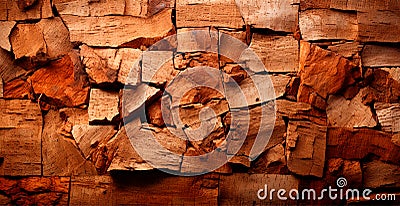 Balsa wood texture, panoramic old background - AI generated image Stock Photo