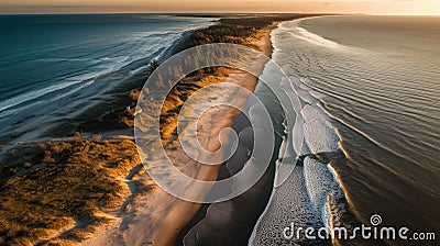 Baltic Bliss: Aerial Vista of the German Baltic Sea Coast at Sunset Stock Photo