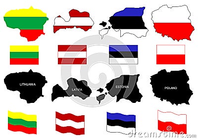 Baltic countries maps Vector Illustration