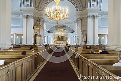 Interior of Helsinki Cathedral, Helsinki Finland. Editorial Stock Photo