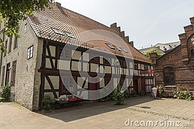 Old Half Timber framed building Rostock Germany Editorial Stock Photo