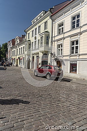 Cobbled square in Tallinn Editorial Stock Photo