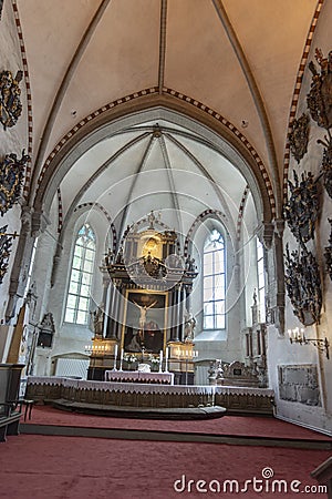 Altar of St Mary`s Cathedral Toomkirik Tallinn Stock Photo