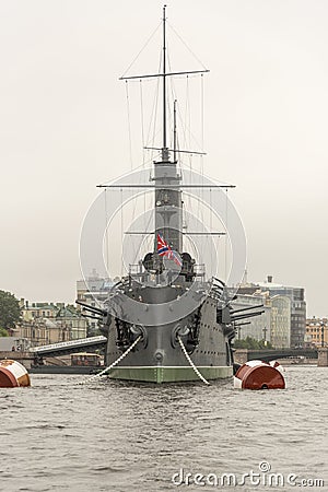 Cruiser Aurora on the Neva River, St. Petersburg Editorial Stock Photo