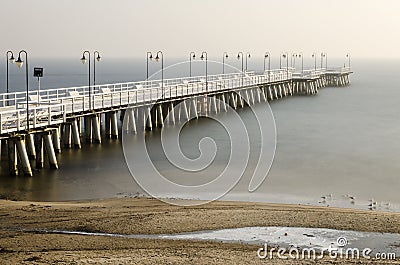 Baltic sea and pier in gdynia orlowo in poland in the winter, europe Stock Photo