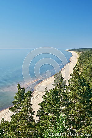 Baltic sea shore, beach. View from lighthouse. Latvia Stock Photo
