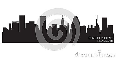 Baltimore, Maryland city skyline. Detailed vector silhouette Vector Illustration