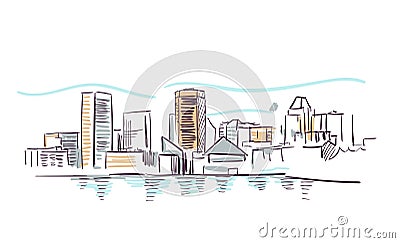 Baltimore Maryland usa America vector sketch city illustration line art Cartoon Illustration