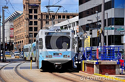 Baltimore, MD: MTA Light Rail Train Editorial Stock Photo