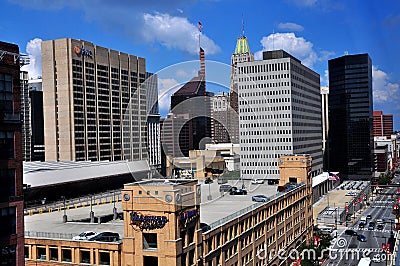 Baltimore, MD: View of Office Towers on Pratt Street Editorial Stock Photo