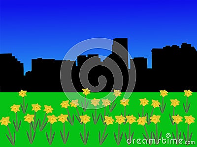 Baltimore skyline in spring Vector Illustration