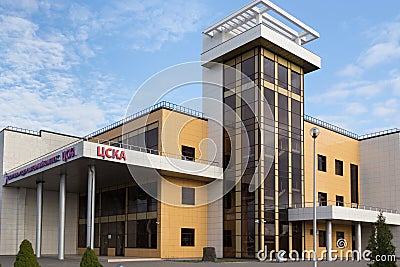 BALTIYSK, KALININGRAD OBLAST, RUSSIA - NOVEMBER 04, 2018: View of the modern building of the sports and recreation complex. Editorial Stock Photo