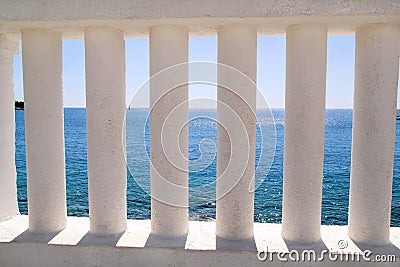 White columns overlooking the sea Stock Photo