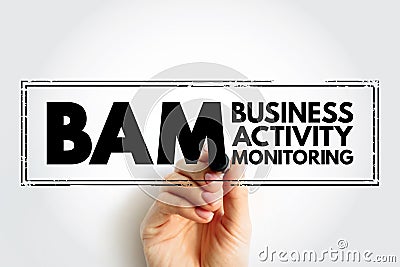 BAM - Business Activity Monitoring is software that aids in monitoring of business activities, acronym text concept stamp Stock Photo