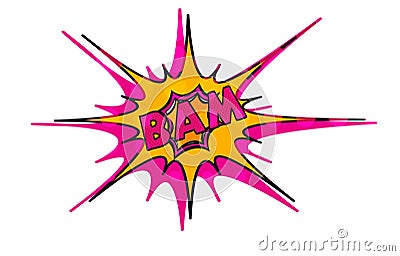 Bam wording sound effect set design for comic on white background. Stock Photo