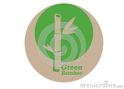 Bamboo vector logo, label or emblem with round drawn green bamboo plant. Concept for spa and beauty salon, asian massage, isolated Vector Illustration