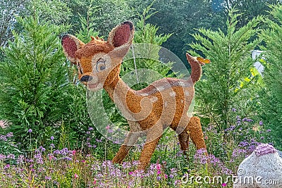 Bambi character topairy displayed at Epcot Editorial Stock Photo