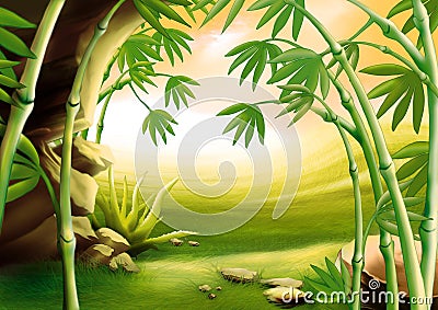 Bamboo Cartoon Illustration